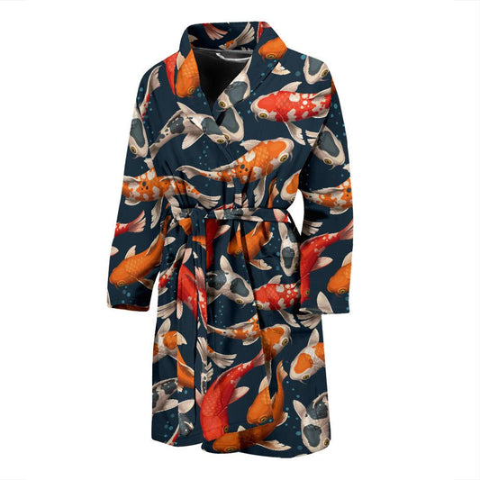 Koi Carp Cute Design Themed Print Men Bath Robe-JTAMIGO.COM