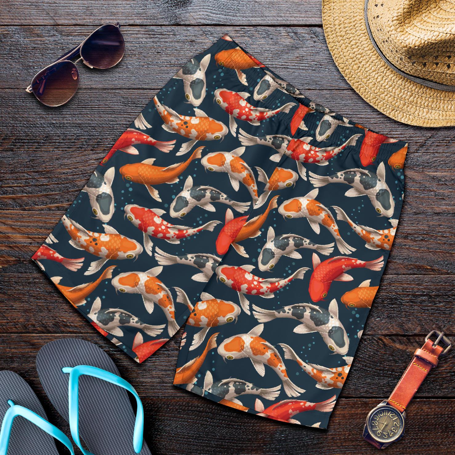 Koi Carp Cute Design Themed Print Mens Shorts-JTAMIGO.COM
