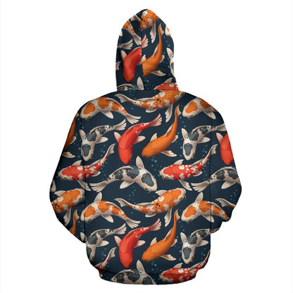 Koi Carp Cute Design Themed Print Pullover Hoodie