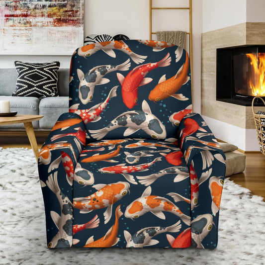 Koi Carp Cute Design Themed Print Single Sofa Slipcover -JTAMIGO.COM
