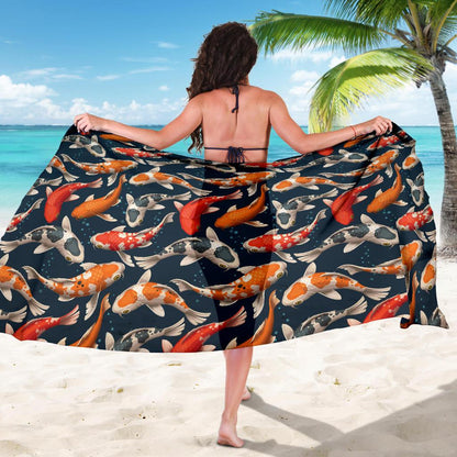 Koi Carp Cute Design Themed Print Sarong Pareo Wrap