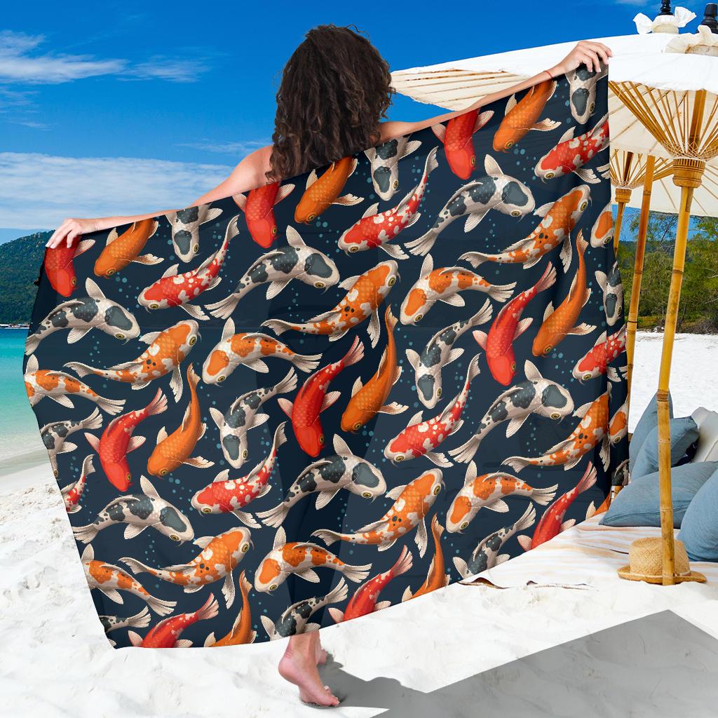 Koi Carp Cute Design Themed Print Sarong Pareo Wrap