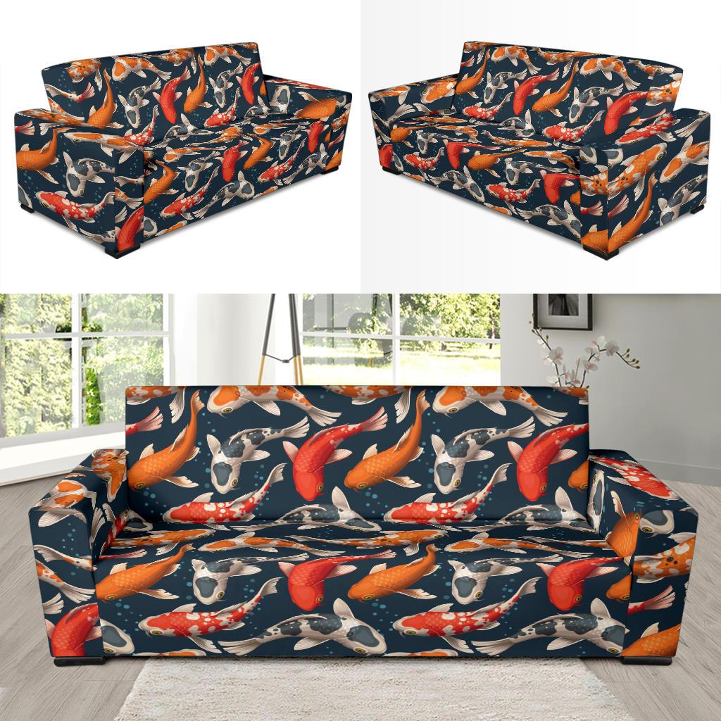 Koi Carp Cute Design Themed Print Sofa Slipcover-JTAMIGO.COM
