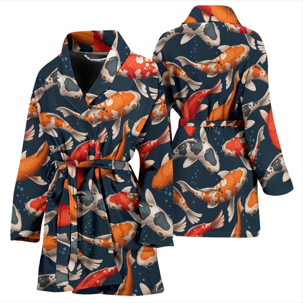 Koi Carp Cute Design Themed Print Women Bath Robe-JTAMIGO.COM