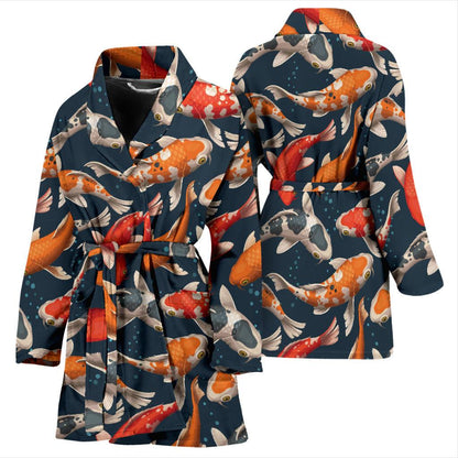 Koi Carp Cute Design Themed Print Women Bath Robe-JTAMIGO.COM