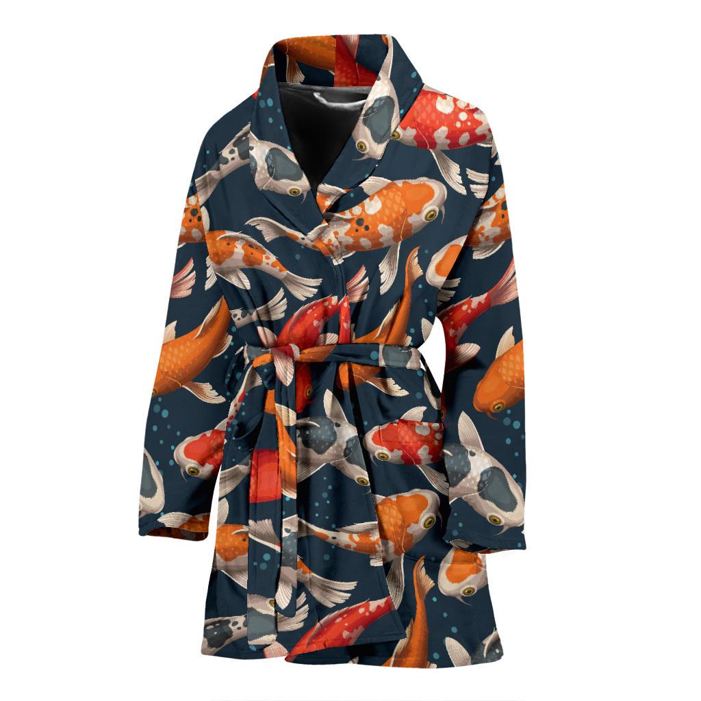 Koi Carp Cute Design Themed Print Women Bath Robe-JTAMIGO.COM