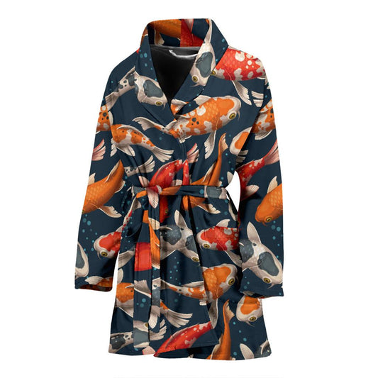 Koi Carp Cute Design Themed Print Women Bath Robe-JTAMIGO.COM