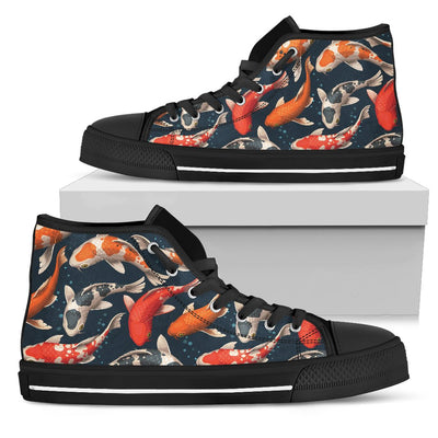 Koi Carp Cute Design Themed Print Women High Top Shoes