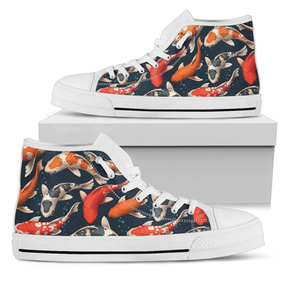 Koi Carp Cute Design Themed Print Women High Top Shoes