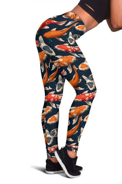 Koi Carp Cute Design Themed Print Women Leggings