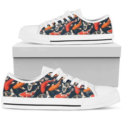 Koi Carp Cute Design Themed Print Women Low Top Shoes