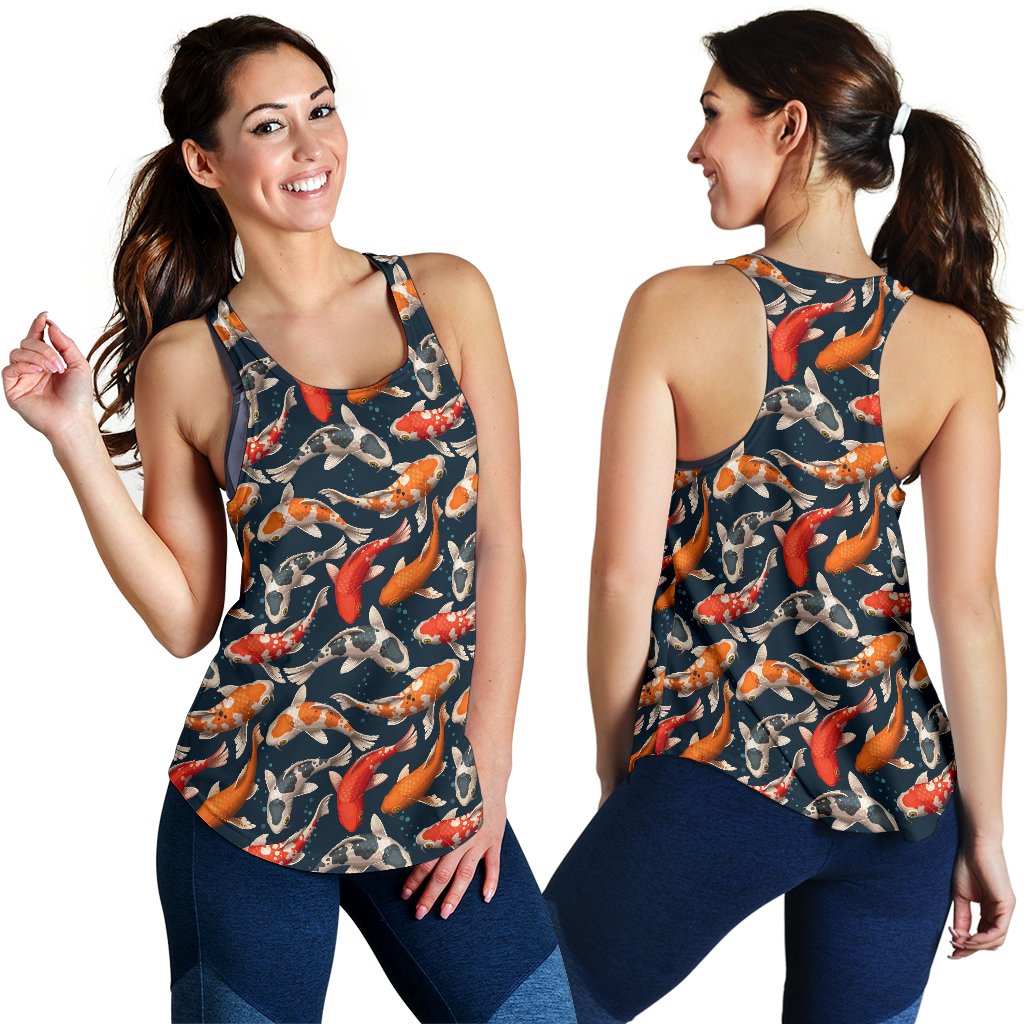 Koi Carp Cute Design Themed Print Women Racerback Tank Top