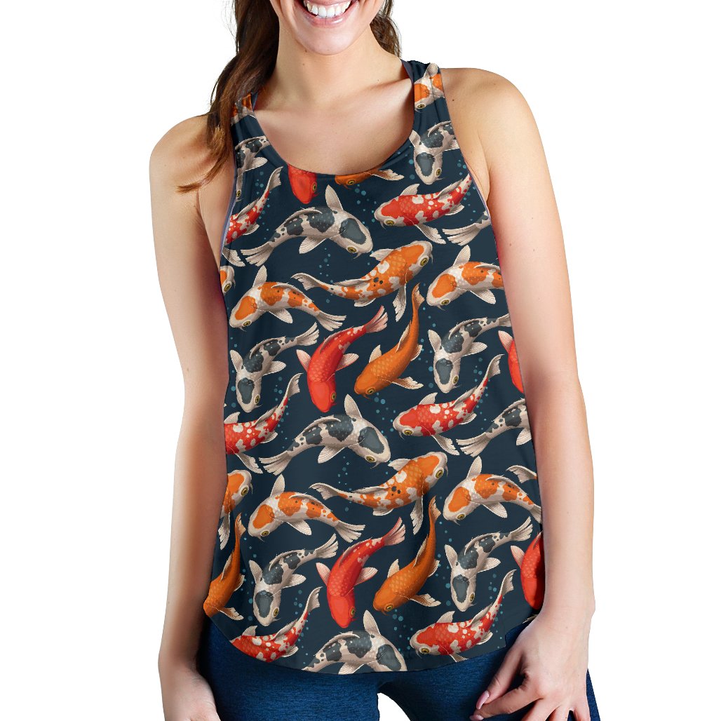 Koi Carp Cute Design Themed Print Women Racerback Tank Top