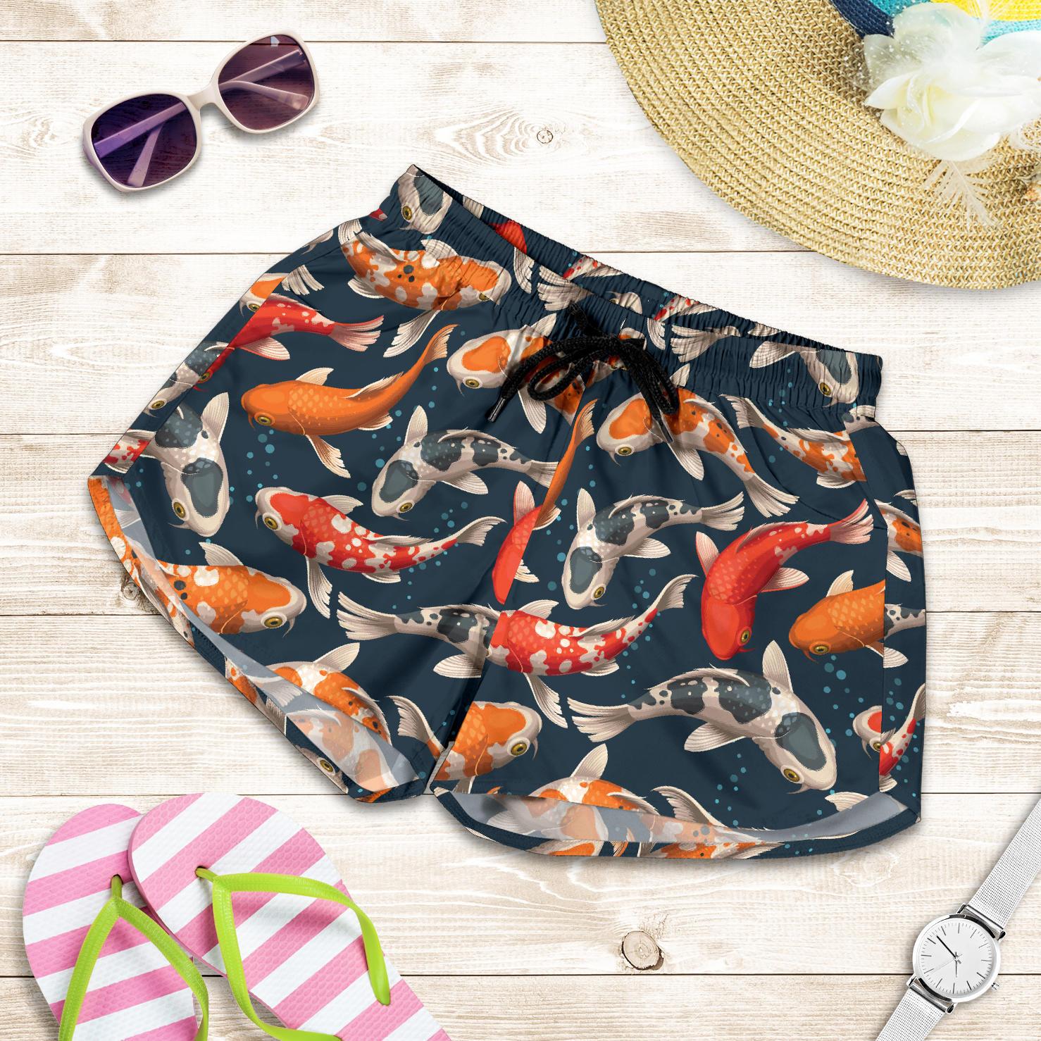 Koi Carp Cute Design Themed Print Women Shorts-JTAMIGO.COM