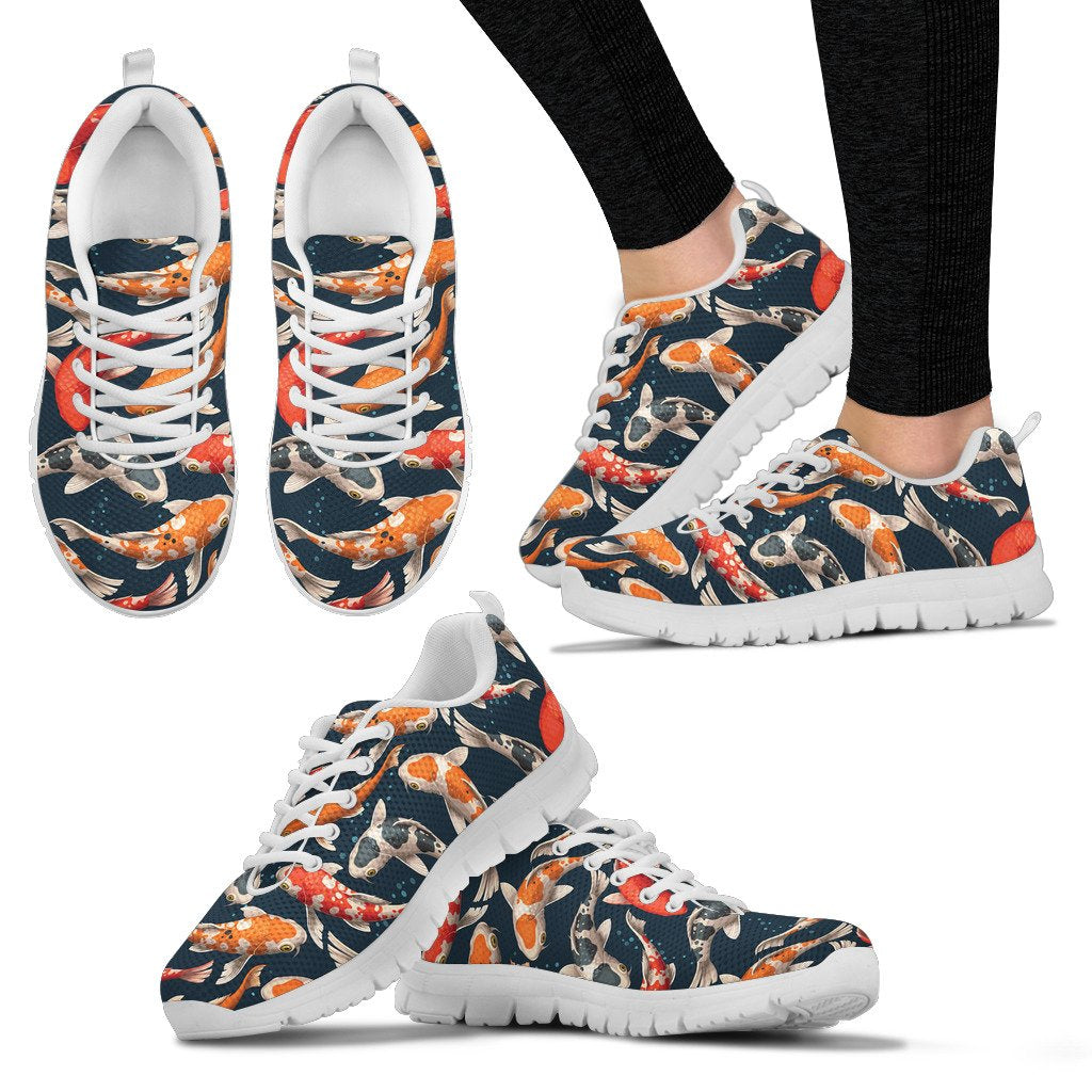 Koi Carp Cute Design Themed Print Women Sneakers Shoes