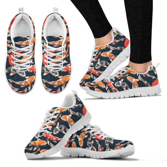 Koi Carp Cute Design Themed Print Women Sneakers Shoes
