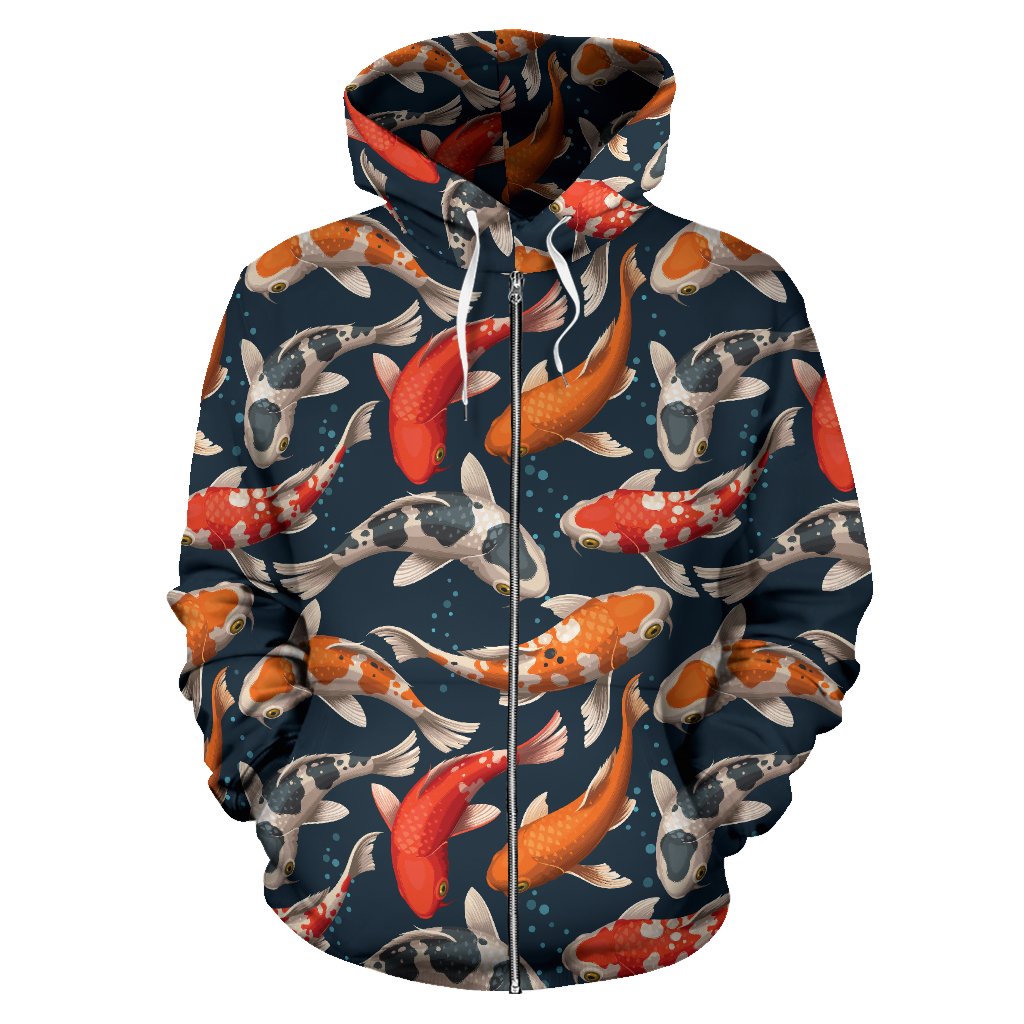 Koi Carp Cute Design Themed Print Zip Up Hoodie