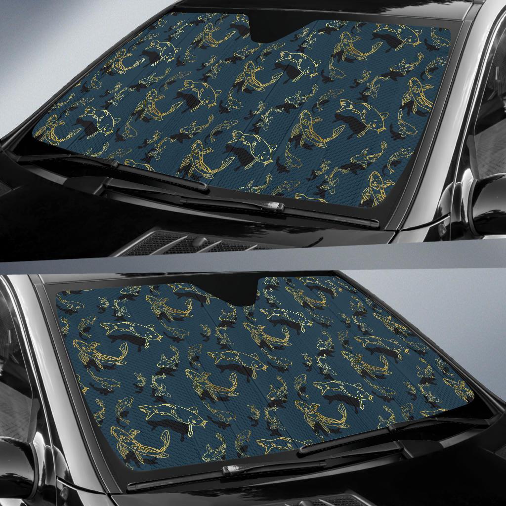 Koi Carp Gold Design Themed Print Car Sun Shade For Windshield