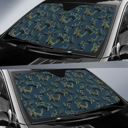 Koi Carp Gold Design Themed Print Car Sun Shade For Windshield