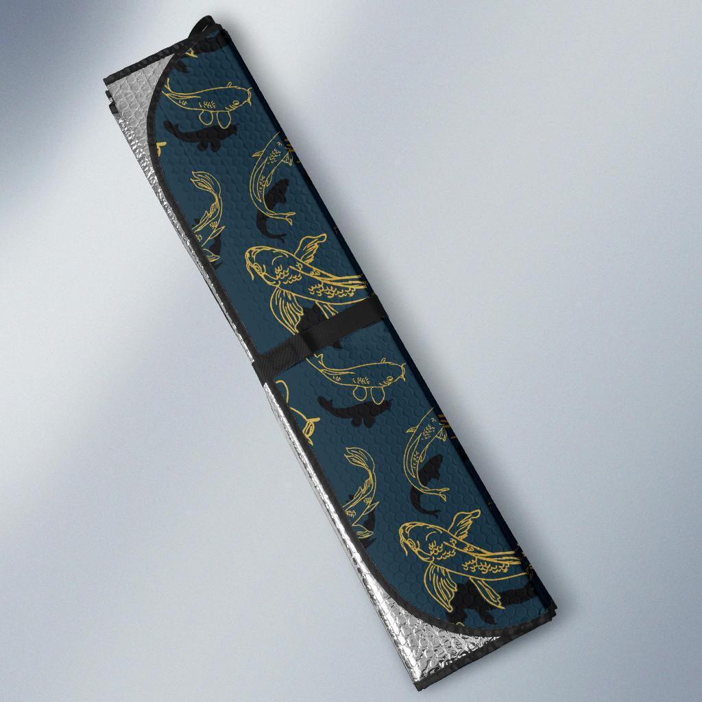 Koi Carp Gold Design Themed Print Car Sun Shade For Windshield