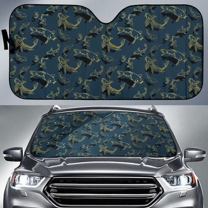 Koi Carp Gold Design Themed Print Car Sun Shade For Windshield