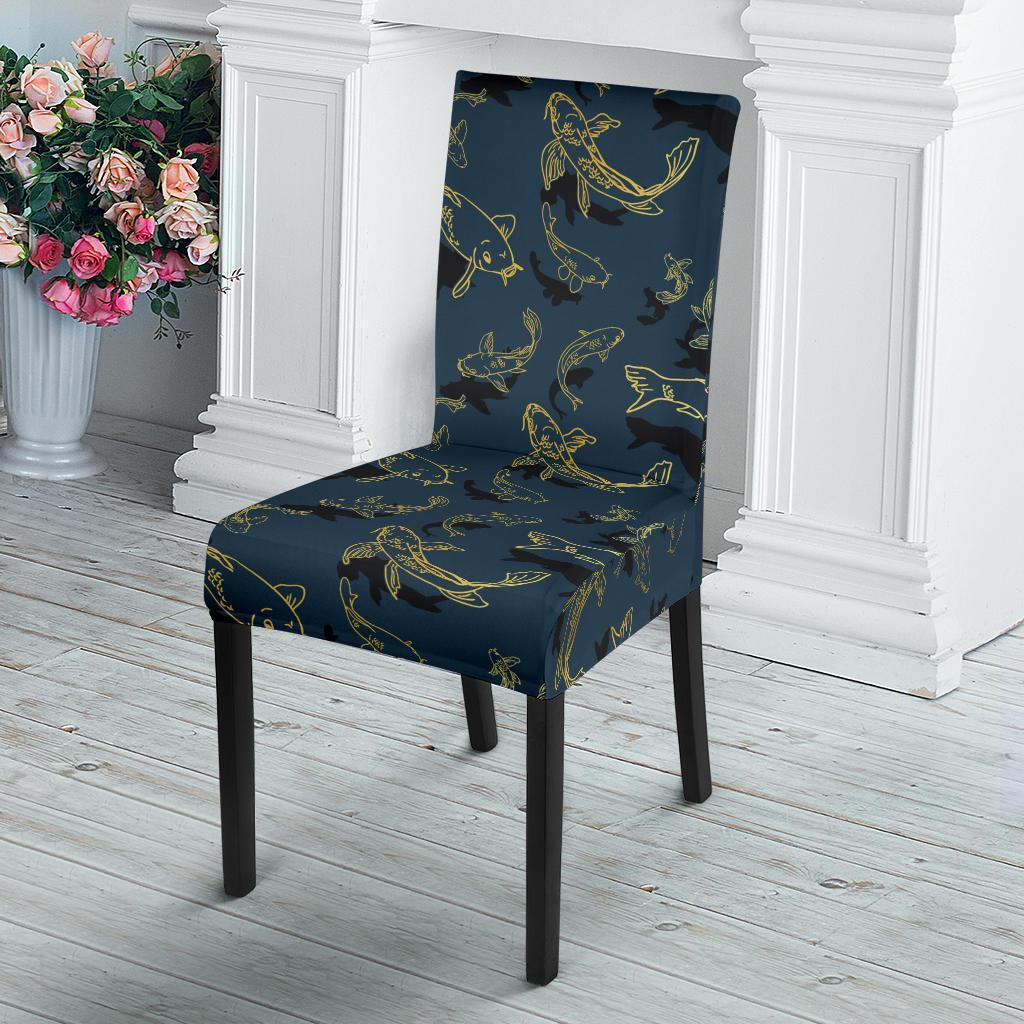 Koi Carp Gold Design Themed Print Dining Chair Slipcover-JTAMIGO.COM