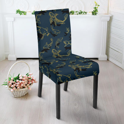 Koi Carp Gold Design Themed Print Dining Chair Slipcover-JTAMIGO.COM