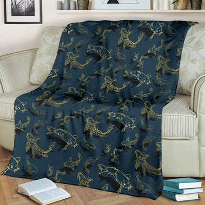 Koi Carp Gold Design Themed Print Fleece Blanket