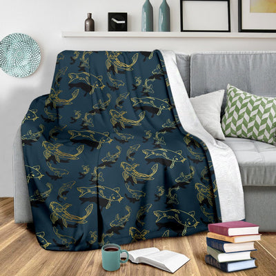 Koi Carp Gold Design Themed Print Fleece Blanket