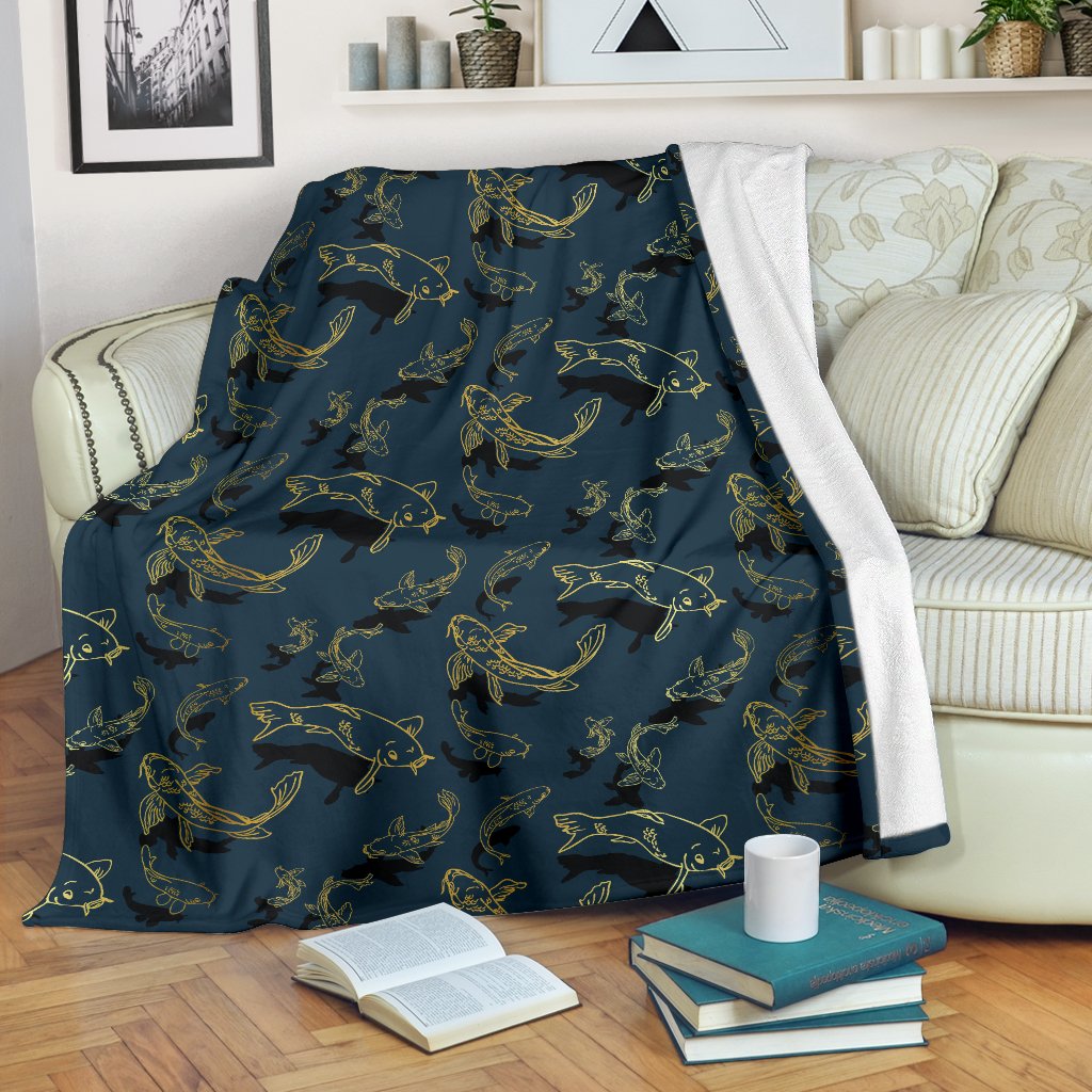 Koi Carp Gold Design Themed Print Fleece Blanket