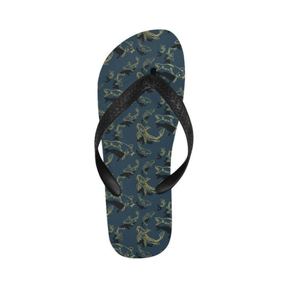 Koi Carp Gold Design Themed Print Flip Flops-JTAMIGO.COM