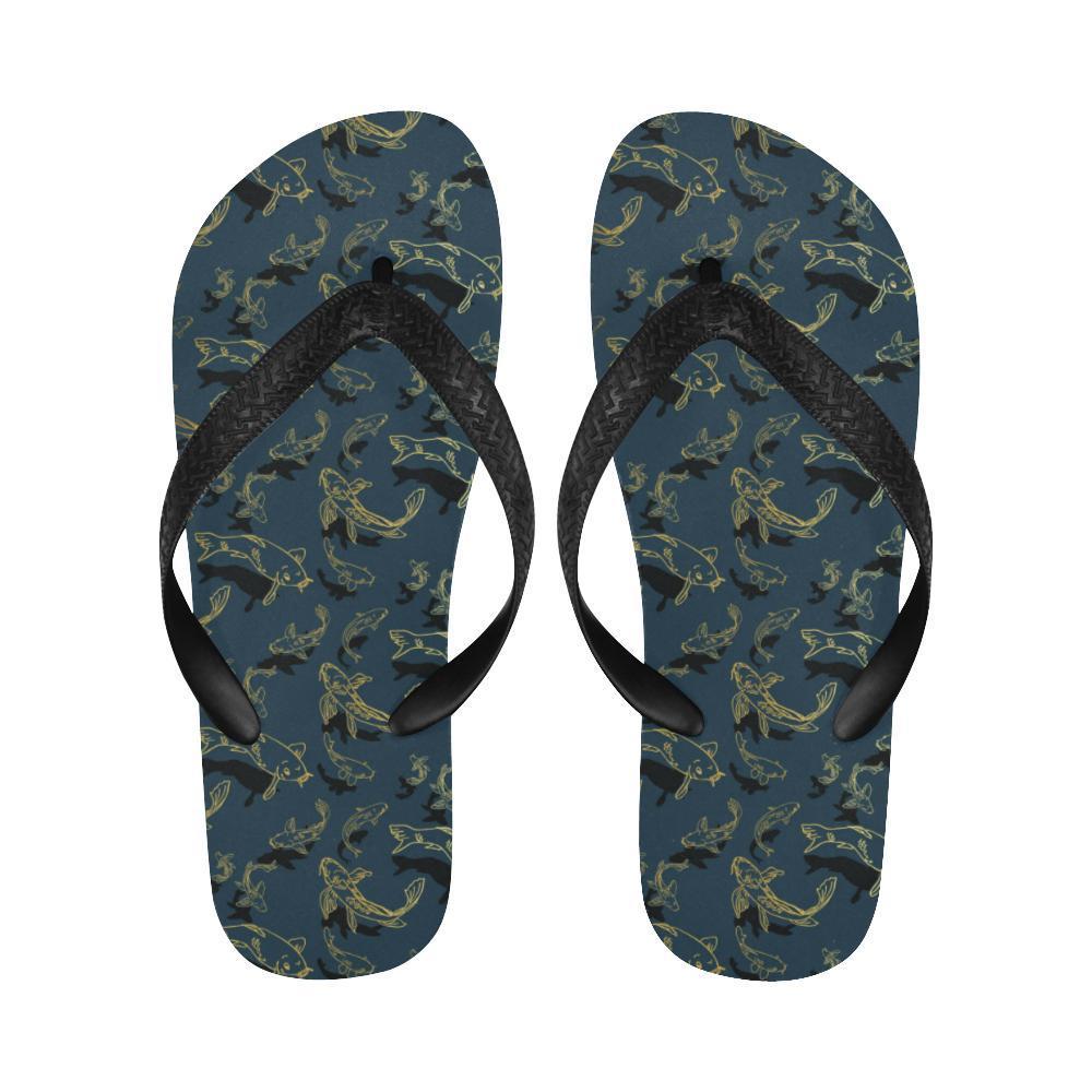 Koi Carp Gold Design Themed Print Flip Flops-JTAMIGO.COM