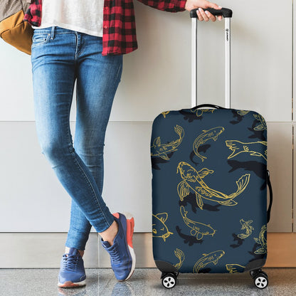 Koi Carp Gold Design Themed Print Luggage Cover Protector