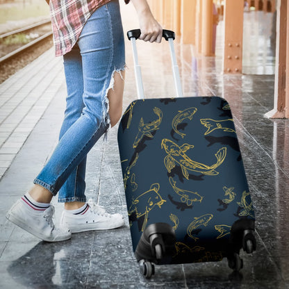 Koi Carp Gold Design Themed Print Luggage Cover Protector