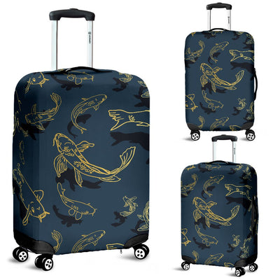 Koi Carp Gold Design Themed Print Luggage Cover Protector
