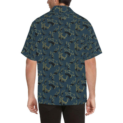 Koi Carp Gold Design Themed Print Men Aloha Hawaiian Shirt