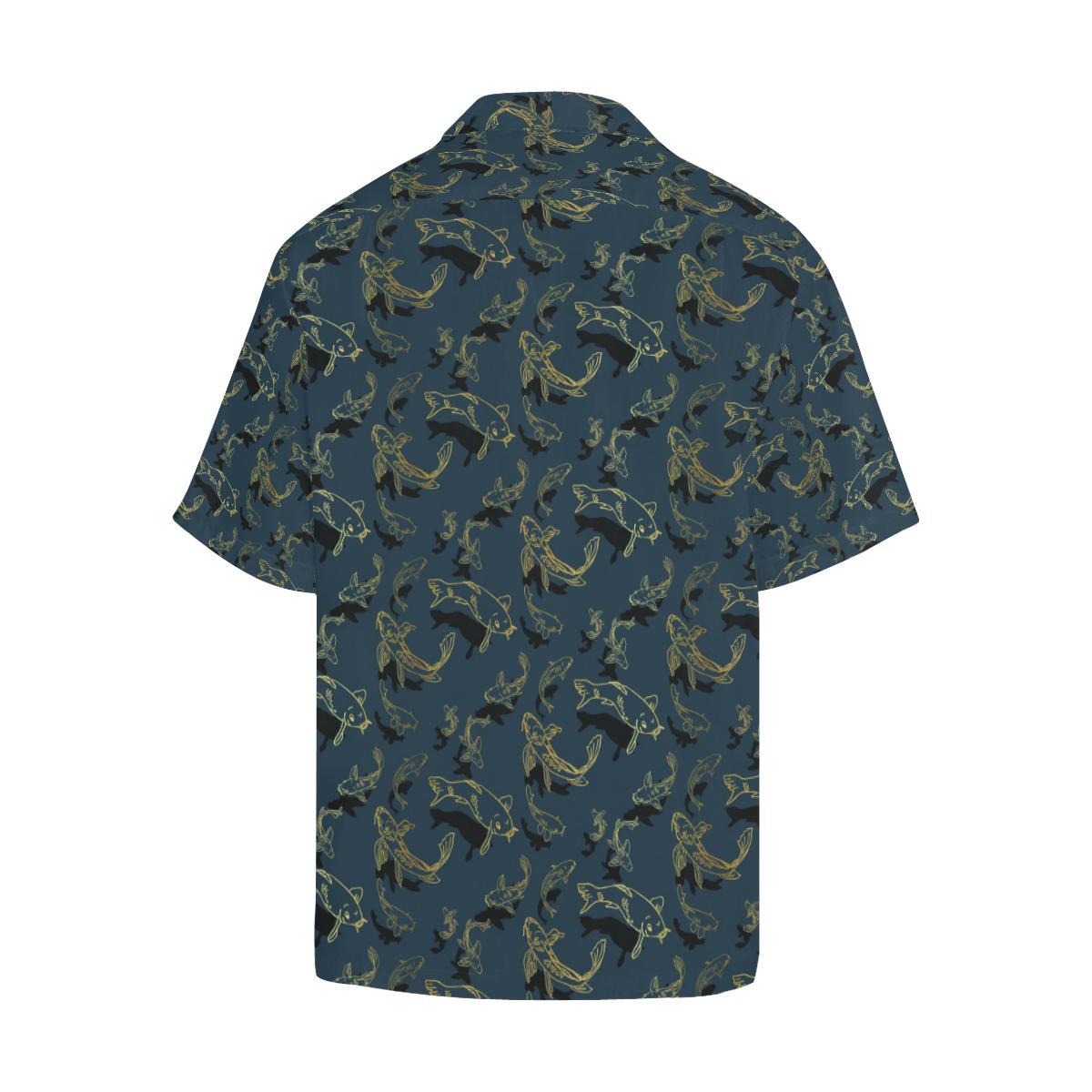 Koi Carp Gold Design Themed Print Men Aloha Hawaiian Shirt