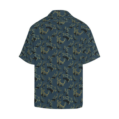 Koi Carp Gold Design Themed Print Men Aloha Hawaiian Shirt