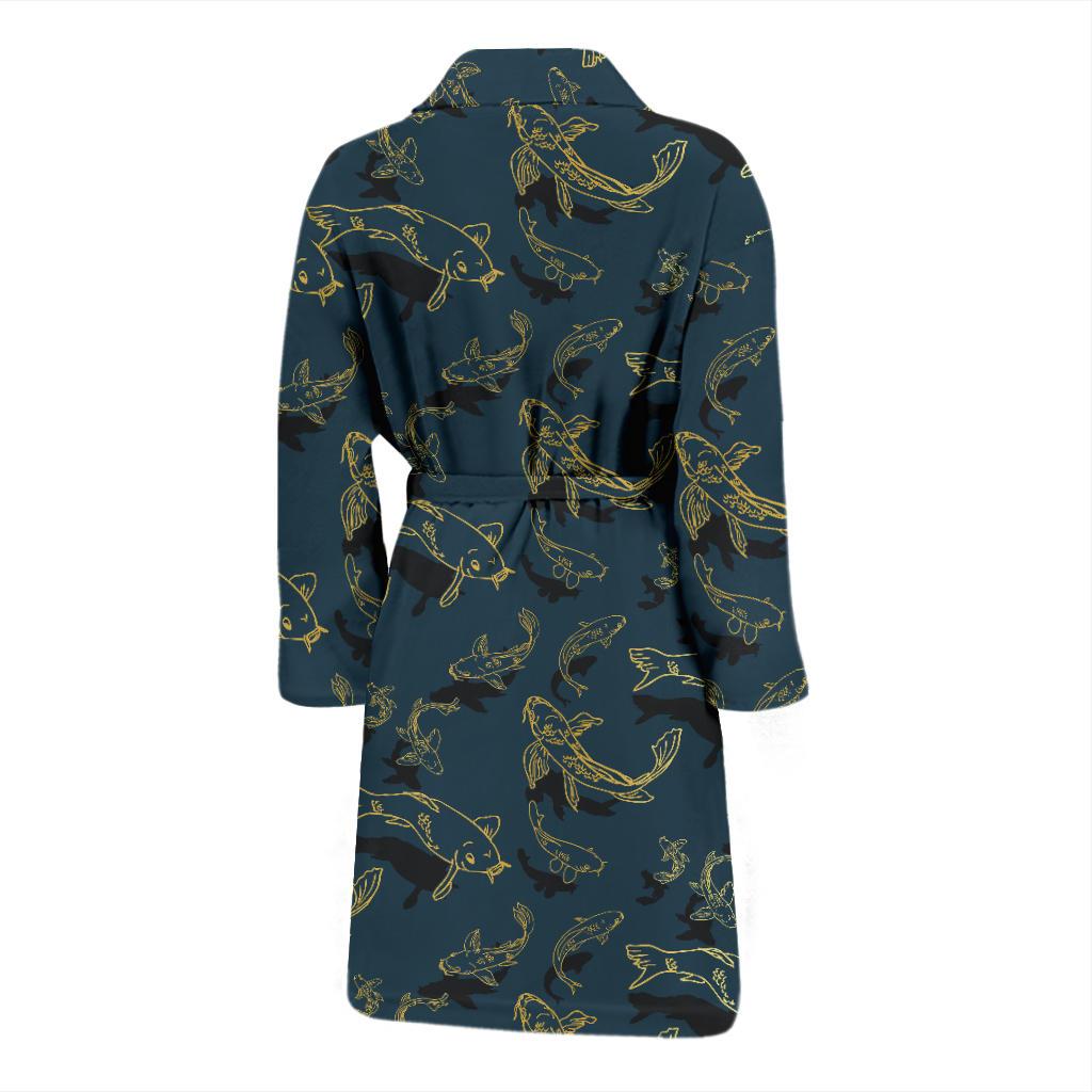 Koi Carp Gold Design Themed Print Men Bath Robe-JTAMIGO.COM