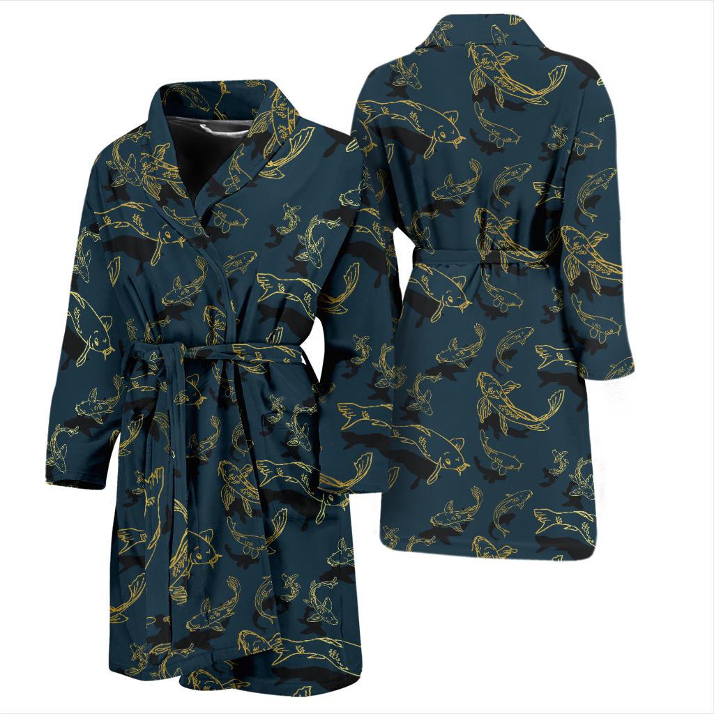 Koi Carp Gold Design Themed Print Men Bath Robe-JTAMIGO.COM