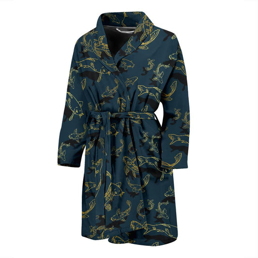 Koi Carp Gold Design Themed Print Men Bath Robe-JTAMIGO.COM