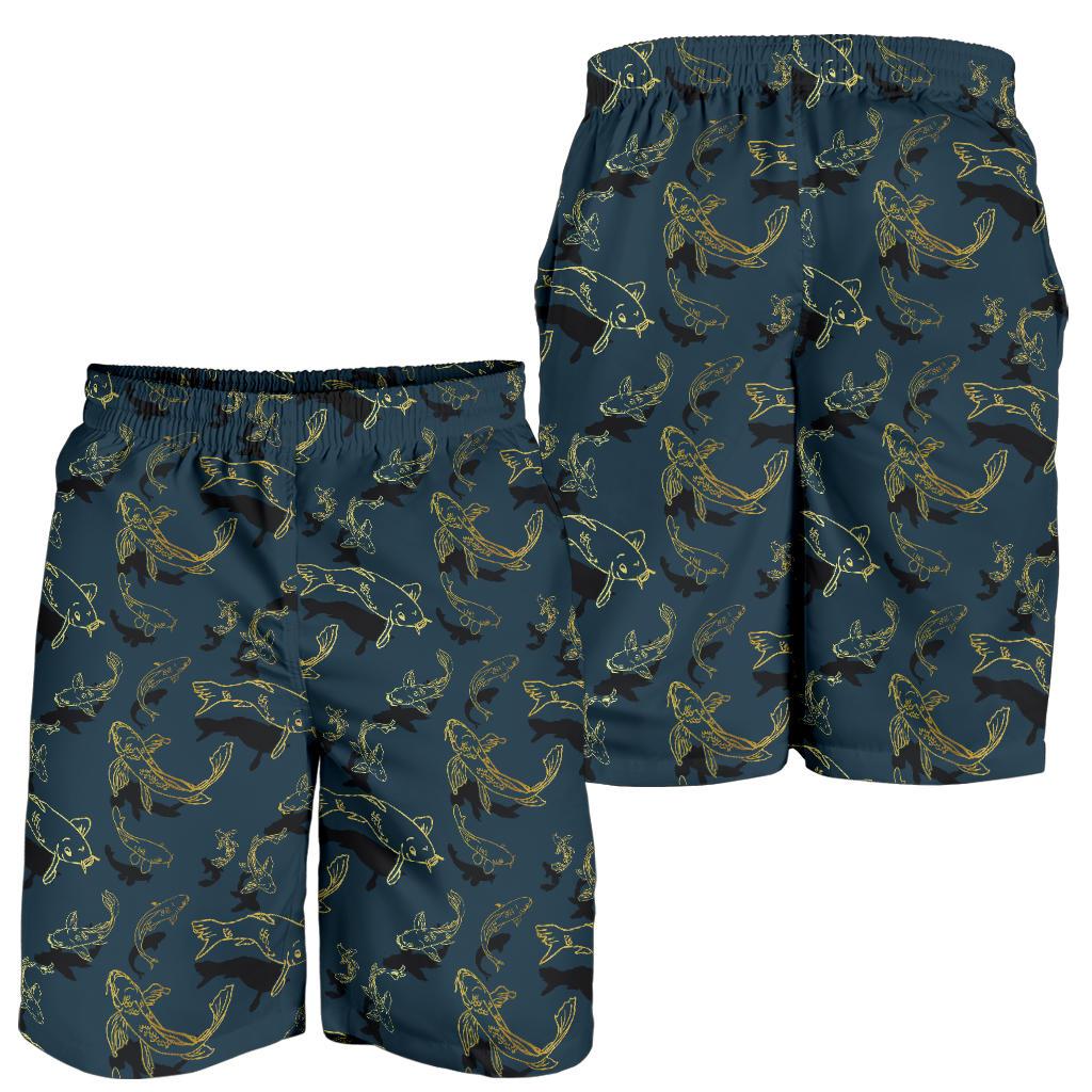 Koi Carp Gold Design Themed Print Mens Shorts-JTAMIGO.COM