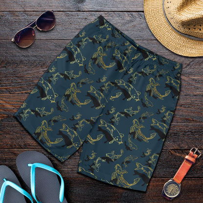 Koi Carp Gold Design Themed Print Mens Shorts-JTAMIGO.COM