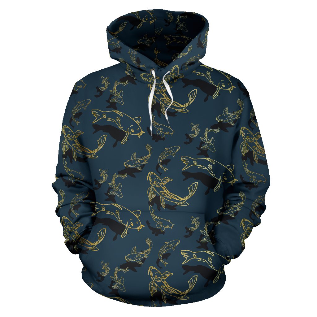 Koi Carp Gold Design Themed Print Pullover Hoodie