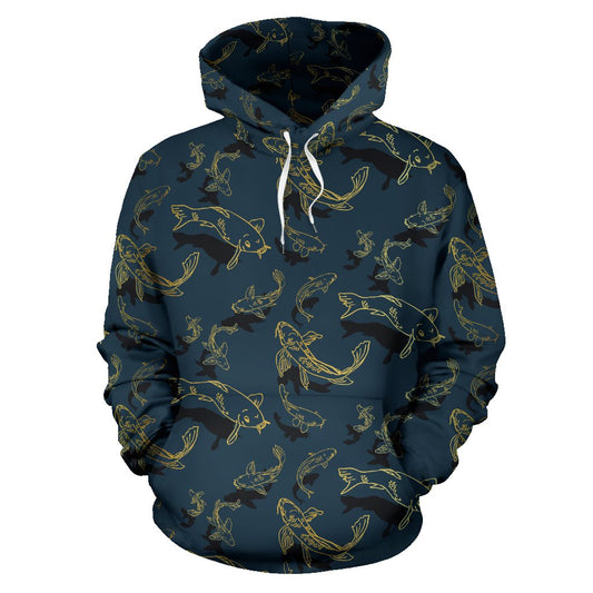 Koi Carp Gold Design Themed Print Pullover Hoodie