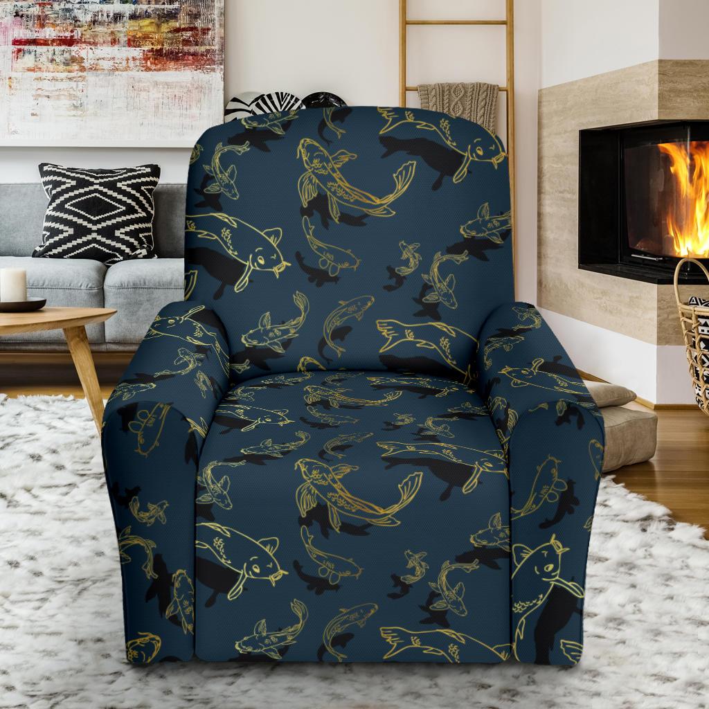 Koi Carp Gold Design Themed Print Single Sofa Slipcover -JTAMIGO.COM