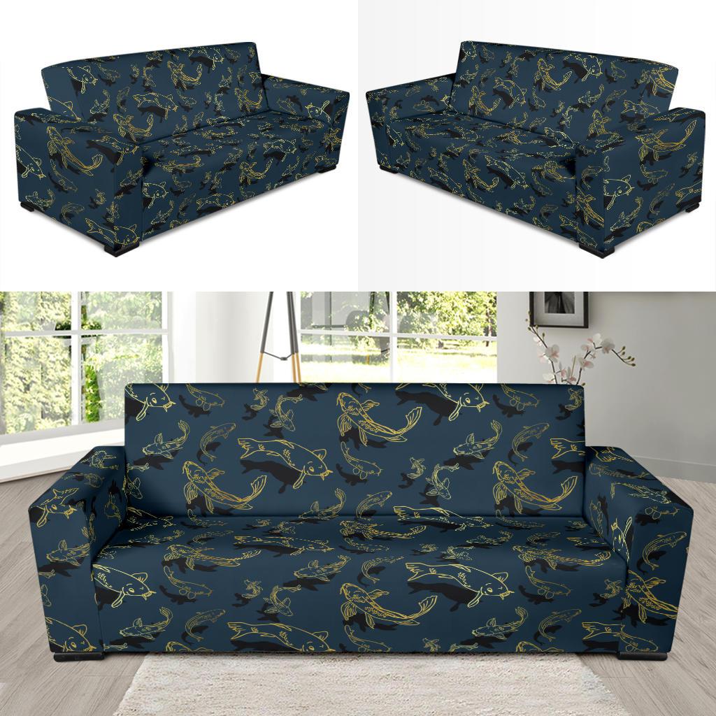 Koi Carp Gold Design Themed Print Sofa Slipcover-JTAMIGO.COM