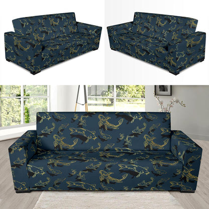 Koi Carp Gold Design Themed Print Sofa Slipcover-JTAMIGO.COM