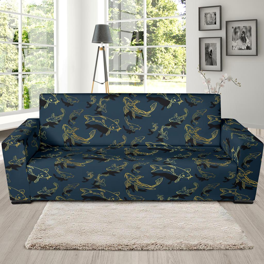 Koi Carp Gold Design Themed Print Sofa Slipcover-JTAMIGO.COM