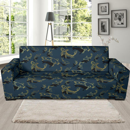 Koi Carp Gold Design Themed Print Sofa Slipcover-JTAMIGO.COM